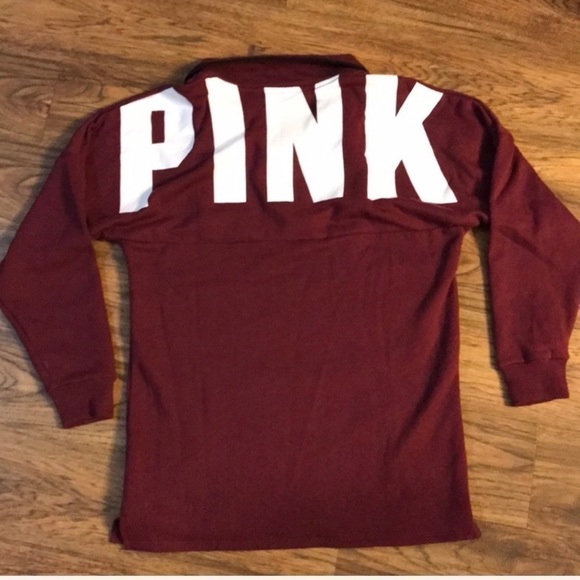 VS PINK Varsity Quarter Zip Sweatshirt Size Small - Picture 1 of 5
